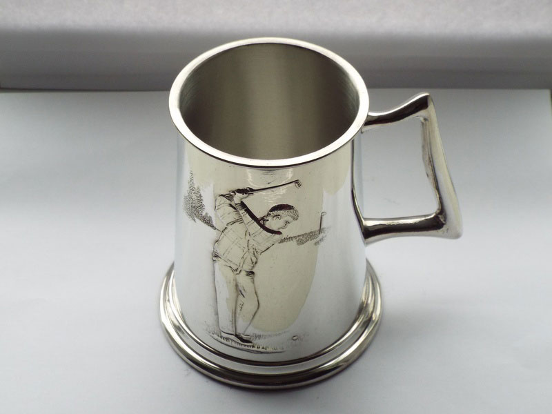 1 Pint Embossed "The Drive" Golfing Pewter Tankard (T022)