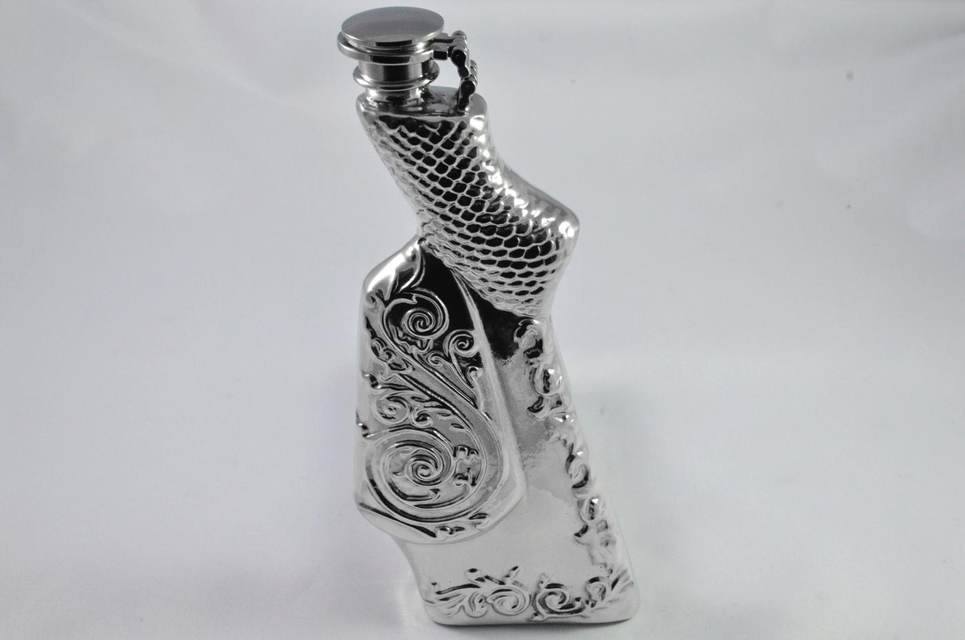 F145 6oz Pewter Gun Stock flask embossed (image for) F145 6oz Pewter Gun Stock flask embossed