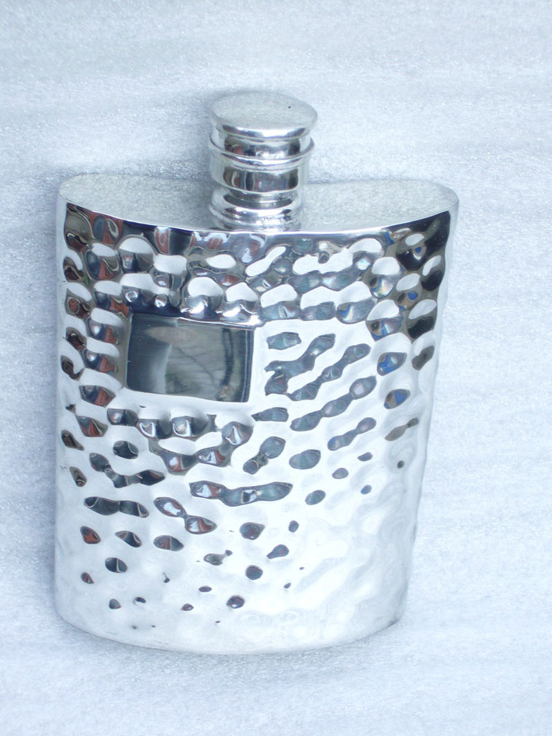 4oz Kidney Shaped Hammered Pewter Flask (F026) (image for) 4oz Kidney Shaped Hammered Pewter Flask (F026)