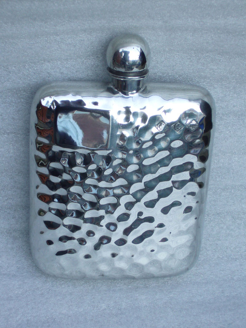 4oz Stamped Hammered Pewter Hip Flask (F027) (image for) 4oz Stamped Hammered Pewter Hip Flask (F027)