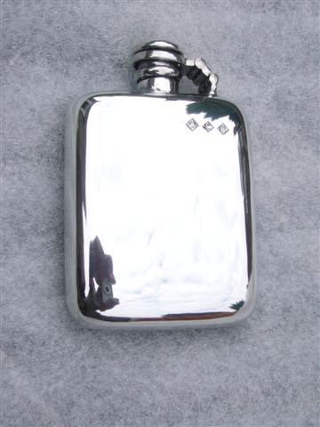 4oz Stamped Pewter Flask with Captive Top (F033)