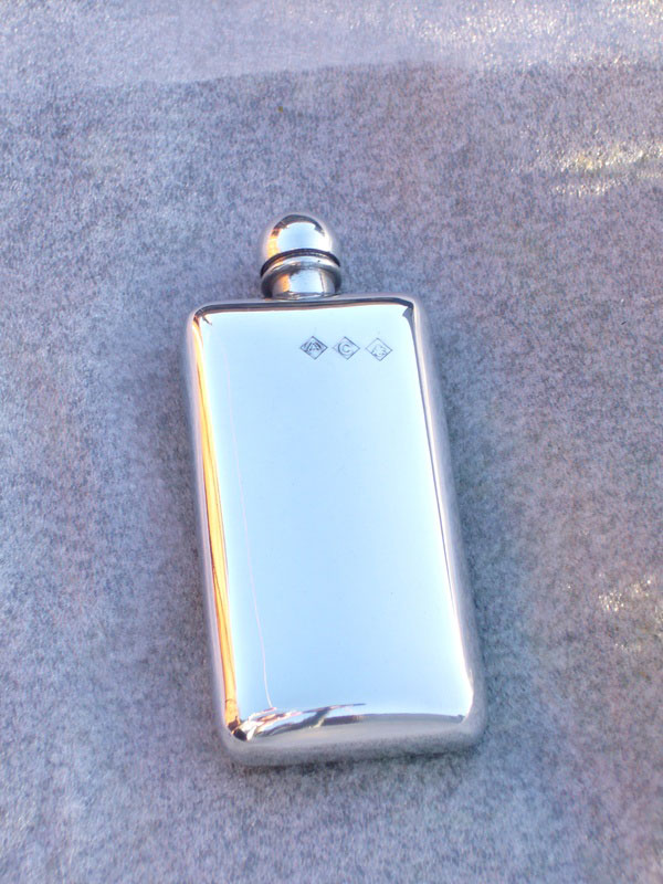 2.5oz Stamped Slimline Pewter Flask (F057) (image for) 2.5oz Stamped Slimline Pewter Flask (F057)